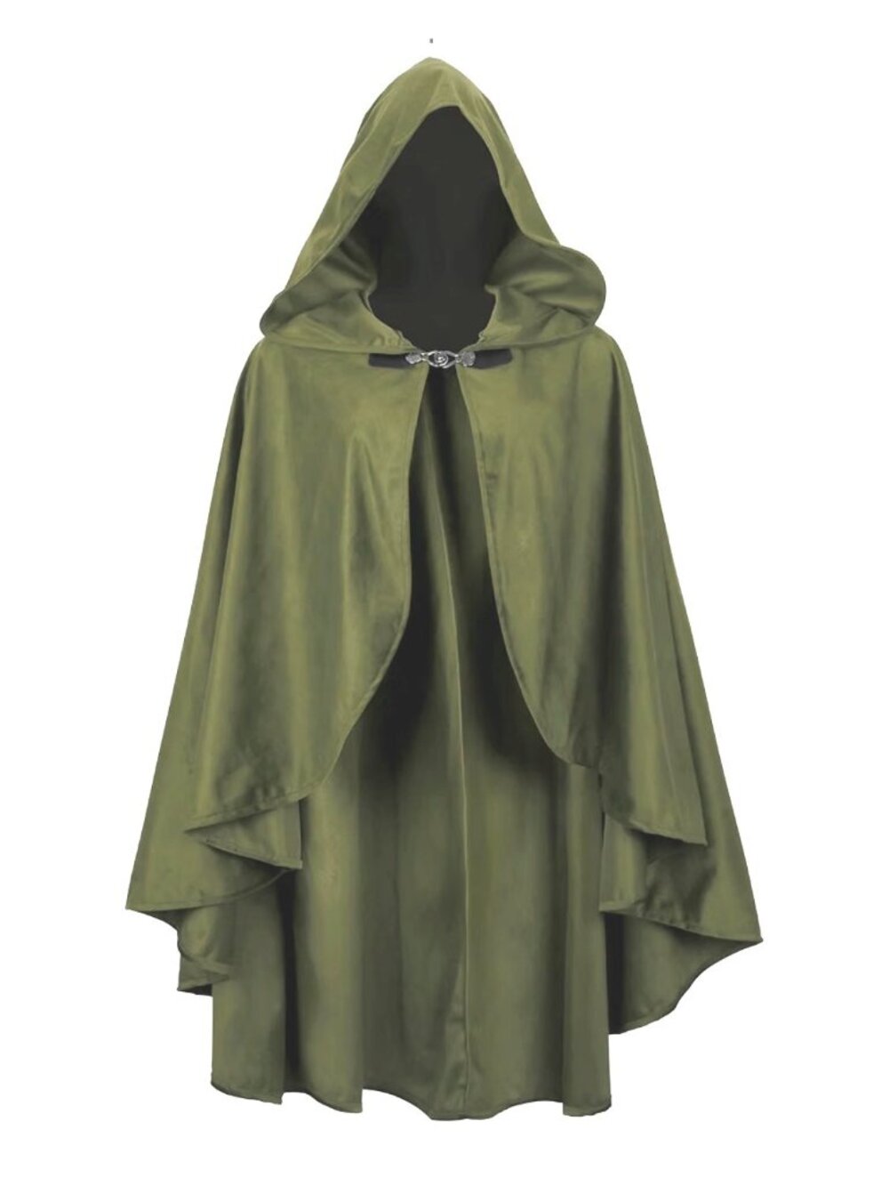 Hooded Cloak Green Medieval Renaissance Halloween Cape Adult One Size